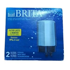 Brita Faucet Replacement Water Filters 2 Count Pack White Chrome FR-200